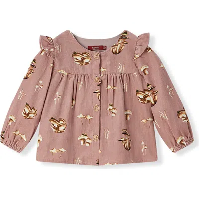 Milkbarn Kids'  Organic Corduroy Long Sleeve Top In Brown