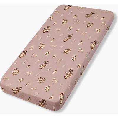 Milkbarn Organic Cotton Crib Sheet In Brown