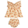 Milkbarn Babies'  Organic Cotton Dress And Bloomer Set In Burgundy