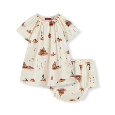 Milkbarn Babies'  Organic Cotton Dress And Bloomer Set In Sand