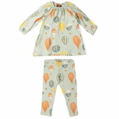 Milkbarn Babies'  Organic Cotton Dress And Legging Set In Green
