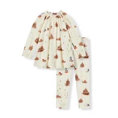 Milkbarn Babies'  Organic Cotton Dress And Legging Set In White