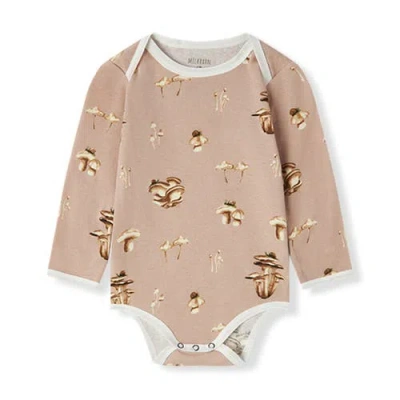 Milkbarn Kids'  Organic Cotton Long Sleeve One Piece In Brown