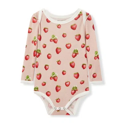 Milkbarn Kids'  Organic Cotton Long Sleeve One Piece In Red