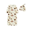 Milkbarn Kids'  Organic Cotton Newborn Gown And Hat Set