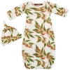 Milkbarn Kids'  Organic Cotton Newborn Gown And Hat Set In Orange