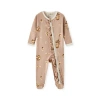 Milkbarn Organic Cotton Ruffle Footed Romper In Brown