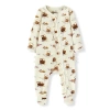 Milkbarn Babies'  Organic Cotton Ruffle Footed Romper In Neutral