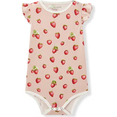 Milkbarn Babies'  Organic Cotton Ruffle One Piece In Red