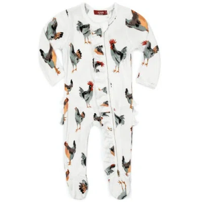 Milkbarn Babies'  Organic Cotton Ruffle Zipper Footed Romper