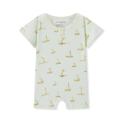 Milkbarn Kids'  Organic Cotton Shortall In Green