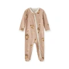 Milkbarn Organic Cotton Zipper Footed Romper In Brown