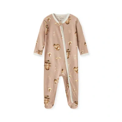 Milkbarn Kids'  Organic Cotton Zipper Footed Romper In Brown