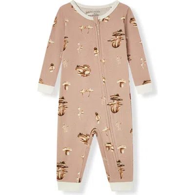 Milkbarn Kids'  Organic Cotton Zipper Pajama In Brown