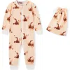 Milkbarn Kids'  Organic Cotton Zipper Pajama In Gold