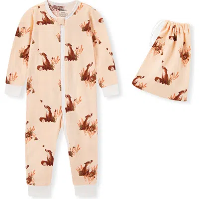 Milkbarn Kids'  Organic Cotton Zipper Pajama In Gold