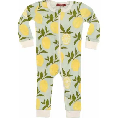 Milkbarn Kids'  Organic Cotton Zipper Pajama In Gold