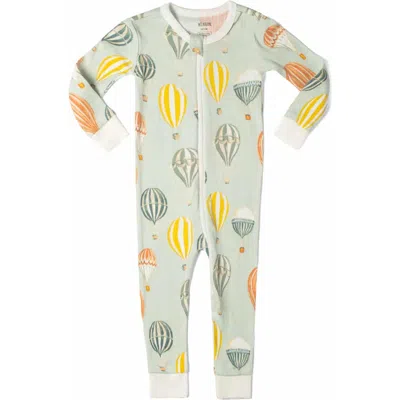 Milkbarn Kids'  Organic Cotton Zipper Pajama In Green