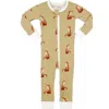 Milkbarn Kids'  Organic Cotton Zipper Pajama In Green