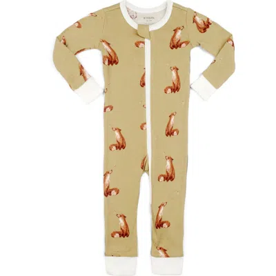 Milkbarn Kids'  Organic Cotton Zipper Pajama In Green