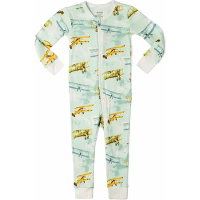 Milkbarn Kids'  Organic Cotton Zipper Pajama In Green