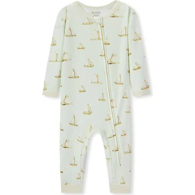 Milkbarn Kids'  Organic Cotton Zipper Pajama In Green