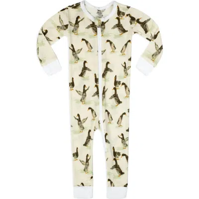 Milkbarn Kids'  Organic Cotton Zipper Pajama In Neutral