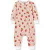 Milkbarn Organic Cotton Zipper Pajama In Pink
