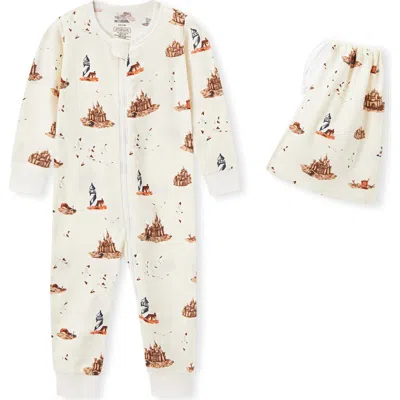 Milkbarn Kids'  Organic Cotton Zipper Pajama In White