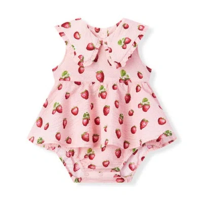 Milkbarn Babies'  Ruffle Collar One Piece In Red