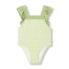 Milkbarn Babies'  Ruffle Square Neck Swimsuit In Green