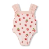 Milkbarn Babies'  Ruffle Square Neck Swimsuit In Red