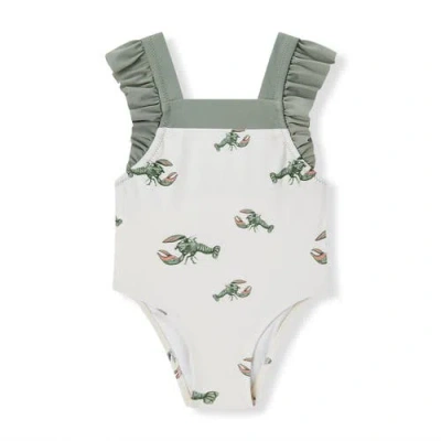 Milkbarn Babies'  Ruffle Square Neck Swimsuit In White