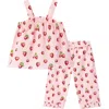 Milkbarn Ruffle Tank And Pant Set In Red