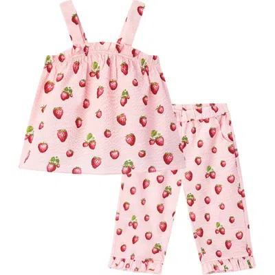 Milkbarn Babies'  Ruffle Tank And Pant Set In Red