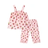 Milkbarn Babies'  Ruffle Tank And Pant Set In Red