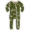 Milkbarn Babies'  Ruffle Zipper Footed Romper In Green