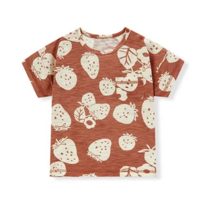 Milkbarn Kids'  Slub Cotton Pocket Tee In Brown