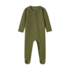Milkbarn Waffle Zipper Footed Romper In Green