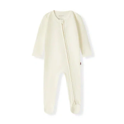 Milkbarn Kids'  Waffle Zipper Footed Romper In White