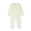 Milkbarn Waffle Zipper Pajama In White
