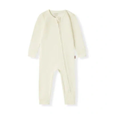 Milkbarn Kids'  Waffle Zipper Pajama In White