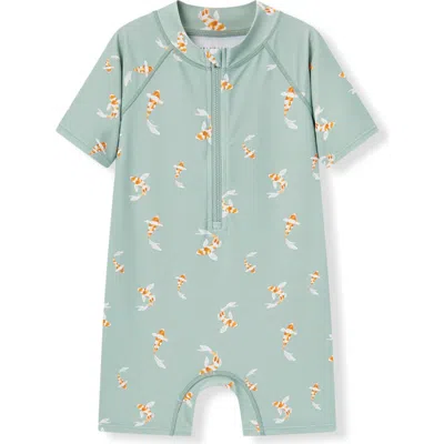Milkbarn Kids'  Zipper Shortall Swimsuit In Green
