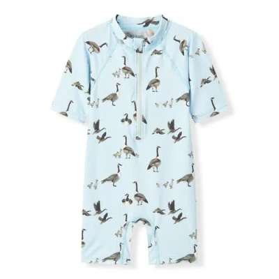 Milkbarn Kids'  Zipper Shortall Swimsuit In Gray