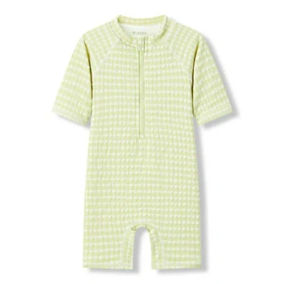 Milkbarn Kids'  Zipper Shortall Swimsuit In Green