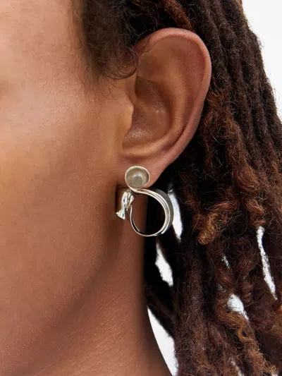 Milko Boyarov Swirl Crystal Earrings In Silver
