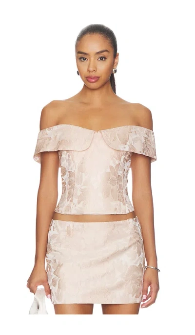 Milkwhite Brocade Corset Top In Pink