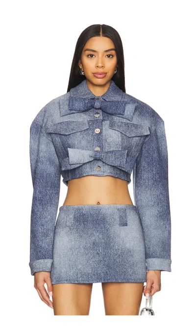 Milkwhite Cropped Jacket In Denim Optic