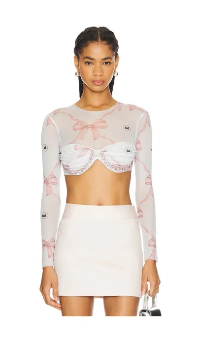 Milkwhite Cropped Mesh Top In 핑크