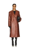 Milkwhite Faux Leather Oversized Jacket In 브라운